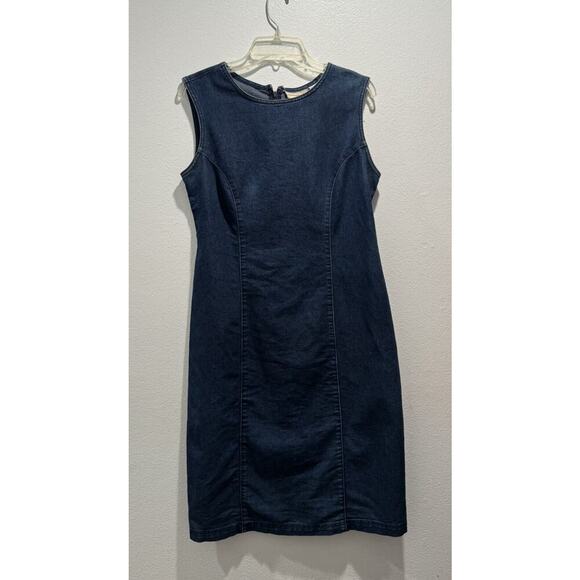 Vintage Expressions Size 10 Modest Sleeveless Denim Dress VTG Work Jean Country - Picture 3 of 6